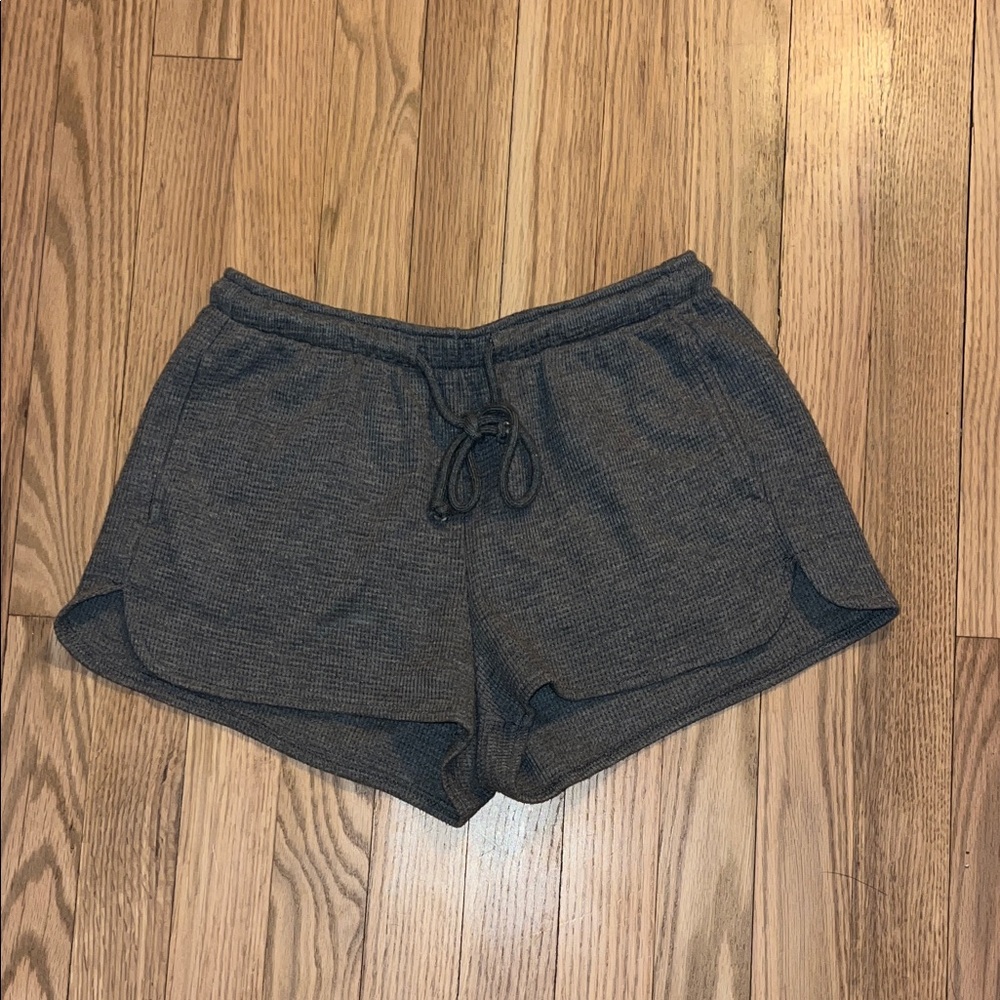 Women’s Cozy Waffle Knit Drawstring Shorts - Gray